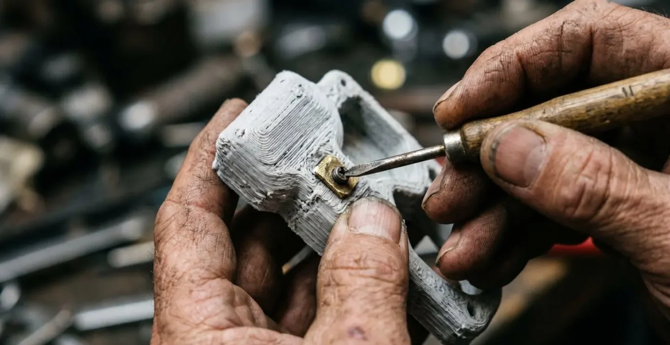 Technician working on medical device repair with 3D printed parts