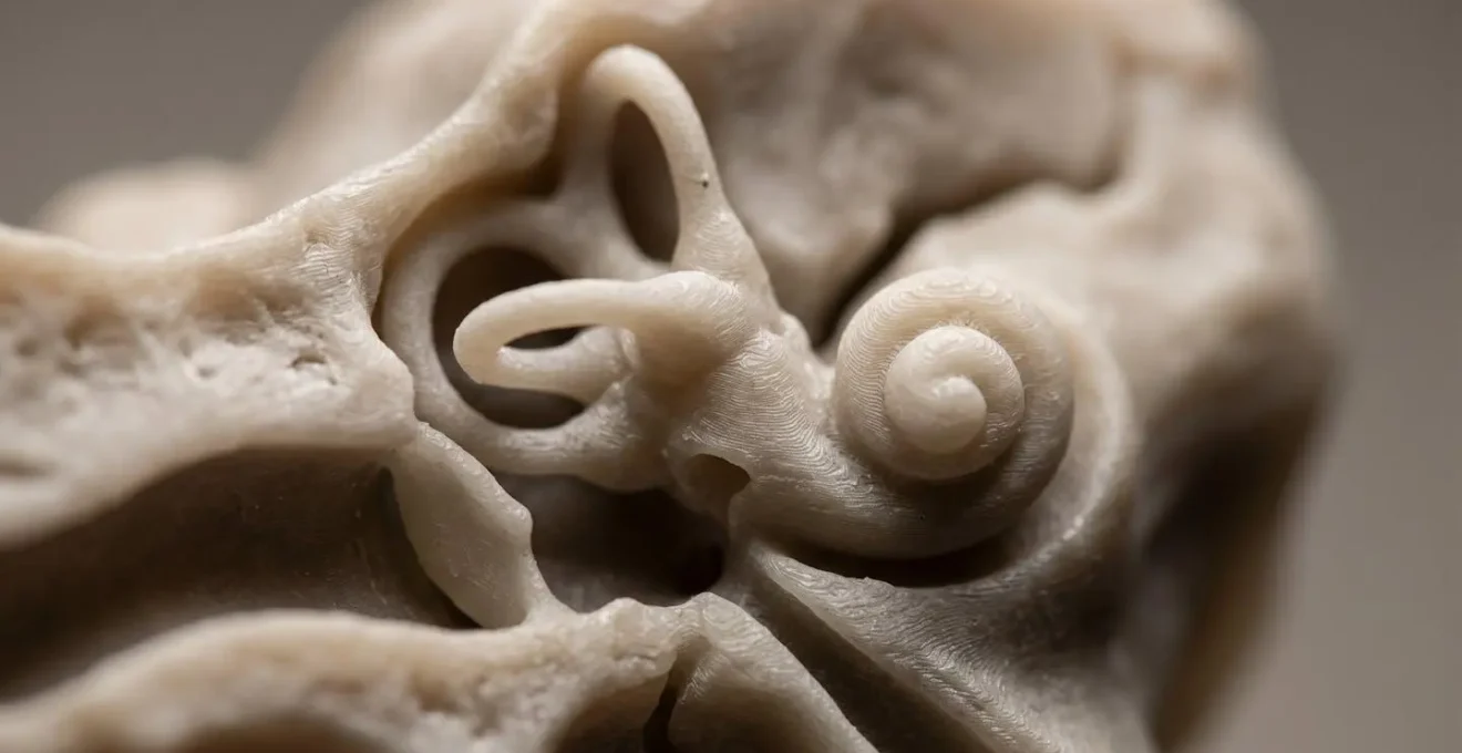 Extreme close-up of 3D printed anatomical model showing fine detail preservation