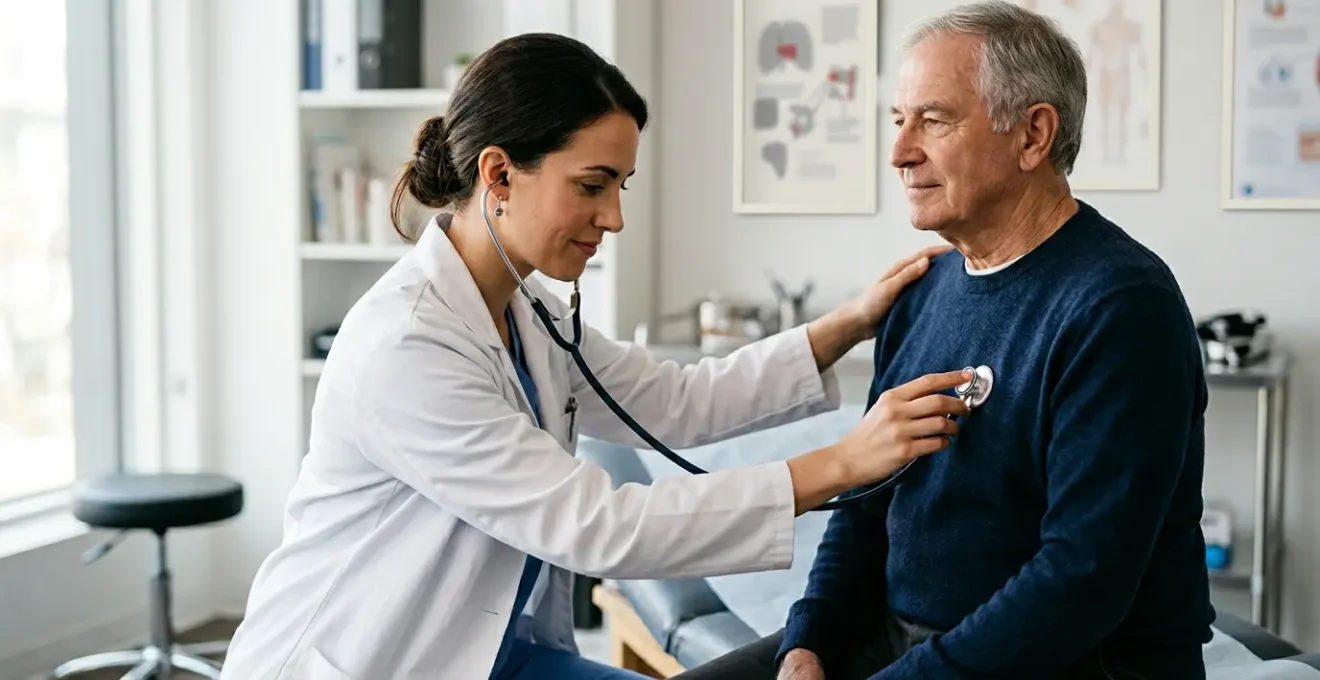 Healthcare professional conducting detailed physical examination of patient in clinical setting