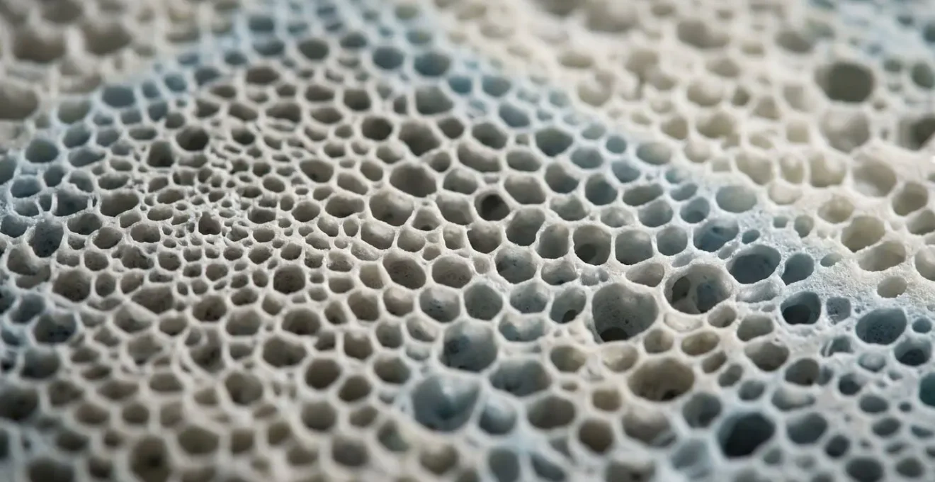 Close-up macro view of advanced pressure-redistribution mattress surface texture