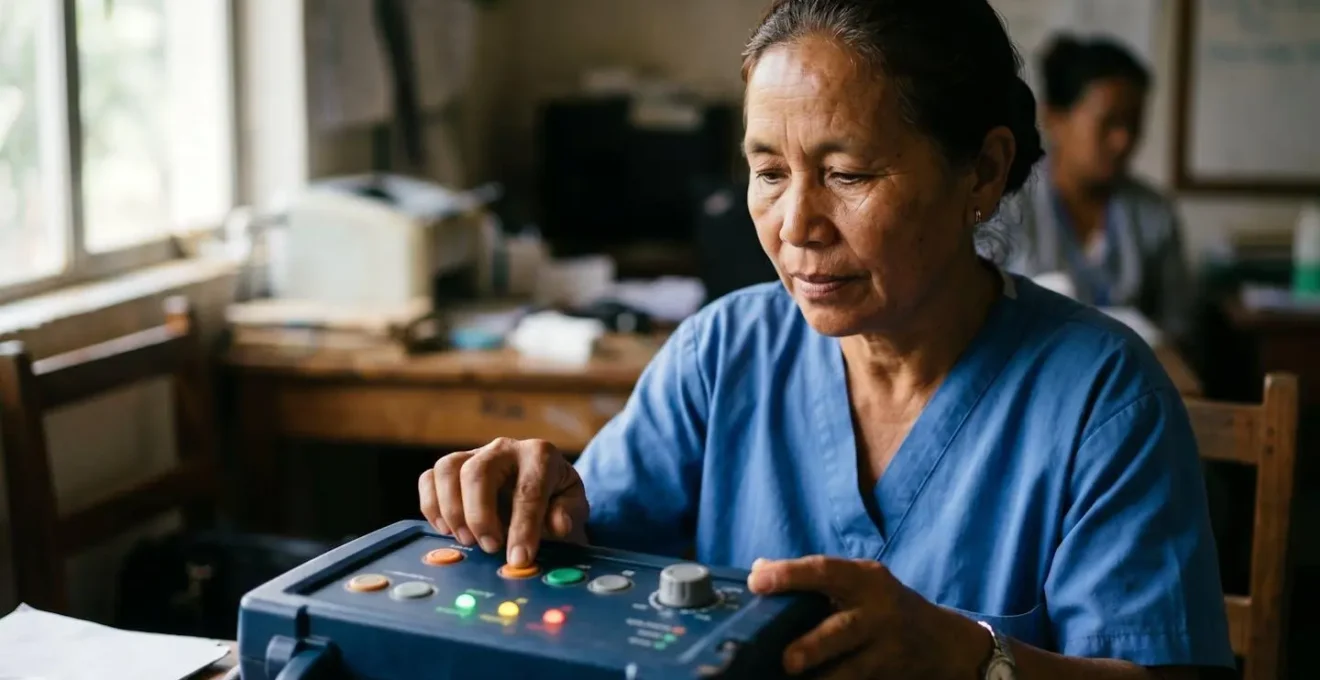 Health worker using intuitive touch interface on medical device