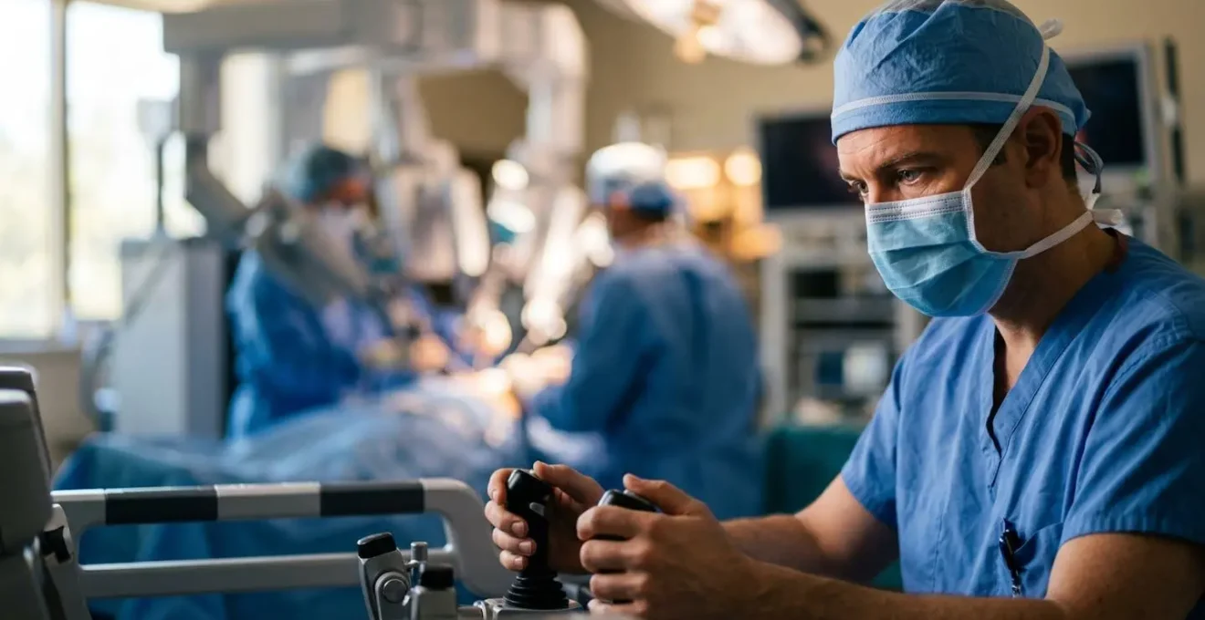 High-tech surgical robot in action demonstrating precision and efficiency