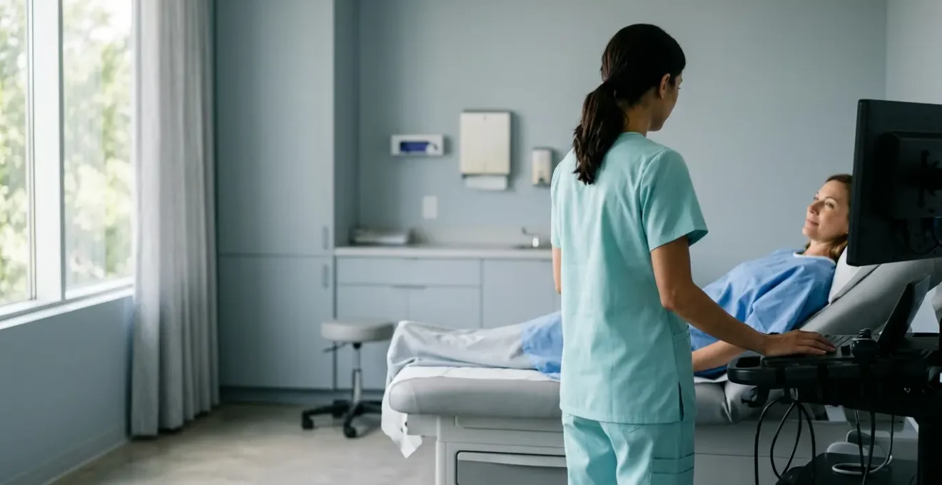 Medical professional performing ultra-thin endoscopy procedure with patient in comfortable setting