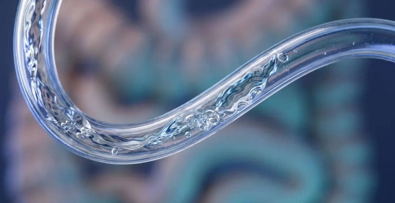 Macro view of water technique in endoscopy showing fluid dynamics